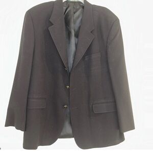 J.Ferrar Black Men's Pure New Wool 3 Button Blazer Suit Size 42 S Made In CN
